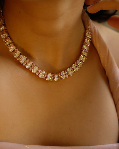 ROOP- Pink Crazy Cocktail Party Necklace & Earrings Set