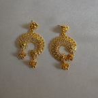 ORO-Elegant Peacock Floral Chandbali Earrings