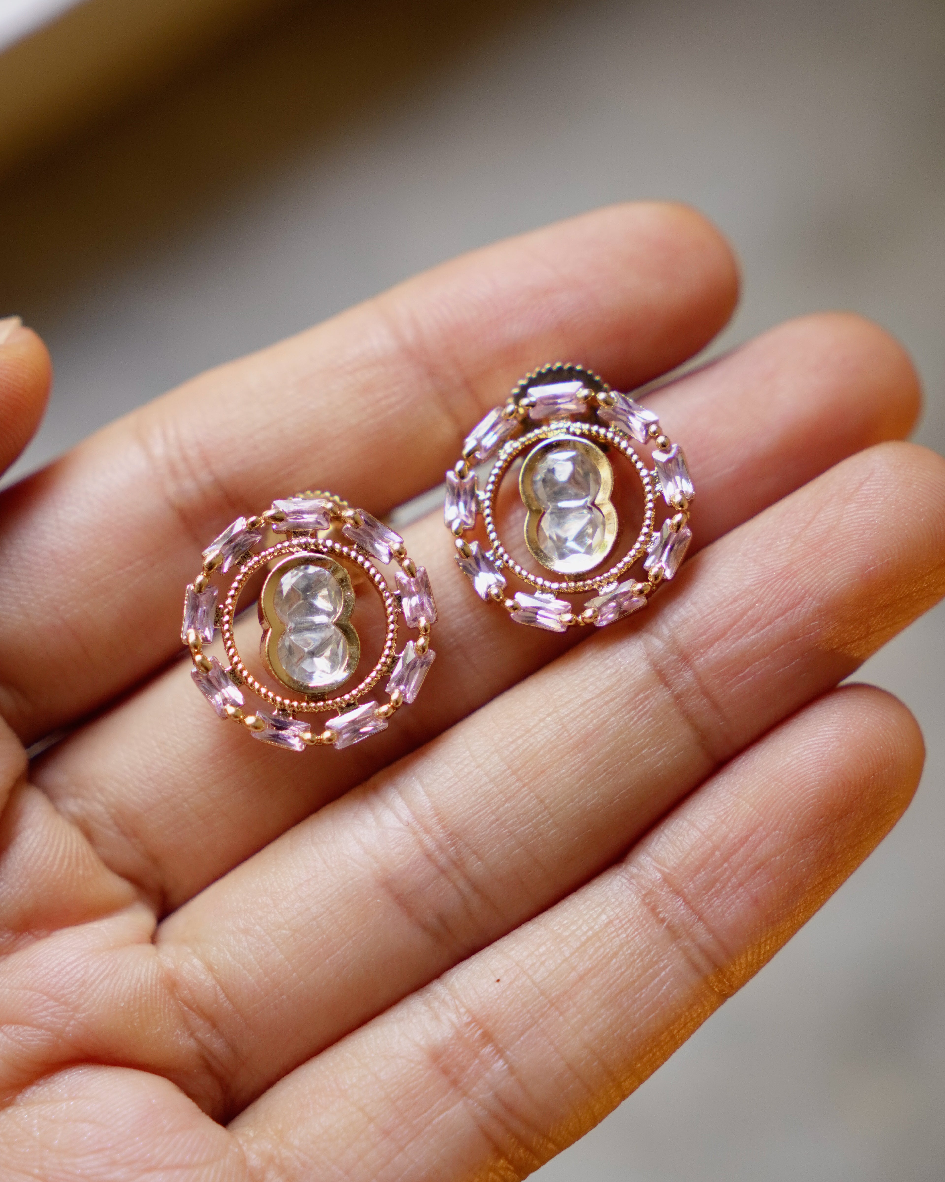 ZIKHIN- Pink Crazy Cocktail Party Necklace & Earrings Set