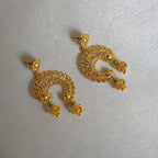 ORO-Elegant Peacock Floral Chandbali Earrings