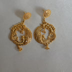 ORO-Majestic Floral Peacock Chandbali Earrings