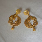 ORO-Majestic Floral Peacock Chandbali Earrings