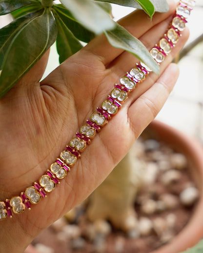 ROOP- Pink Crazy Cocktail Party Necklace & Earrings Set