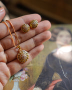 ORO- Classic Gold-Plated Pendant Set with Earrings