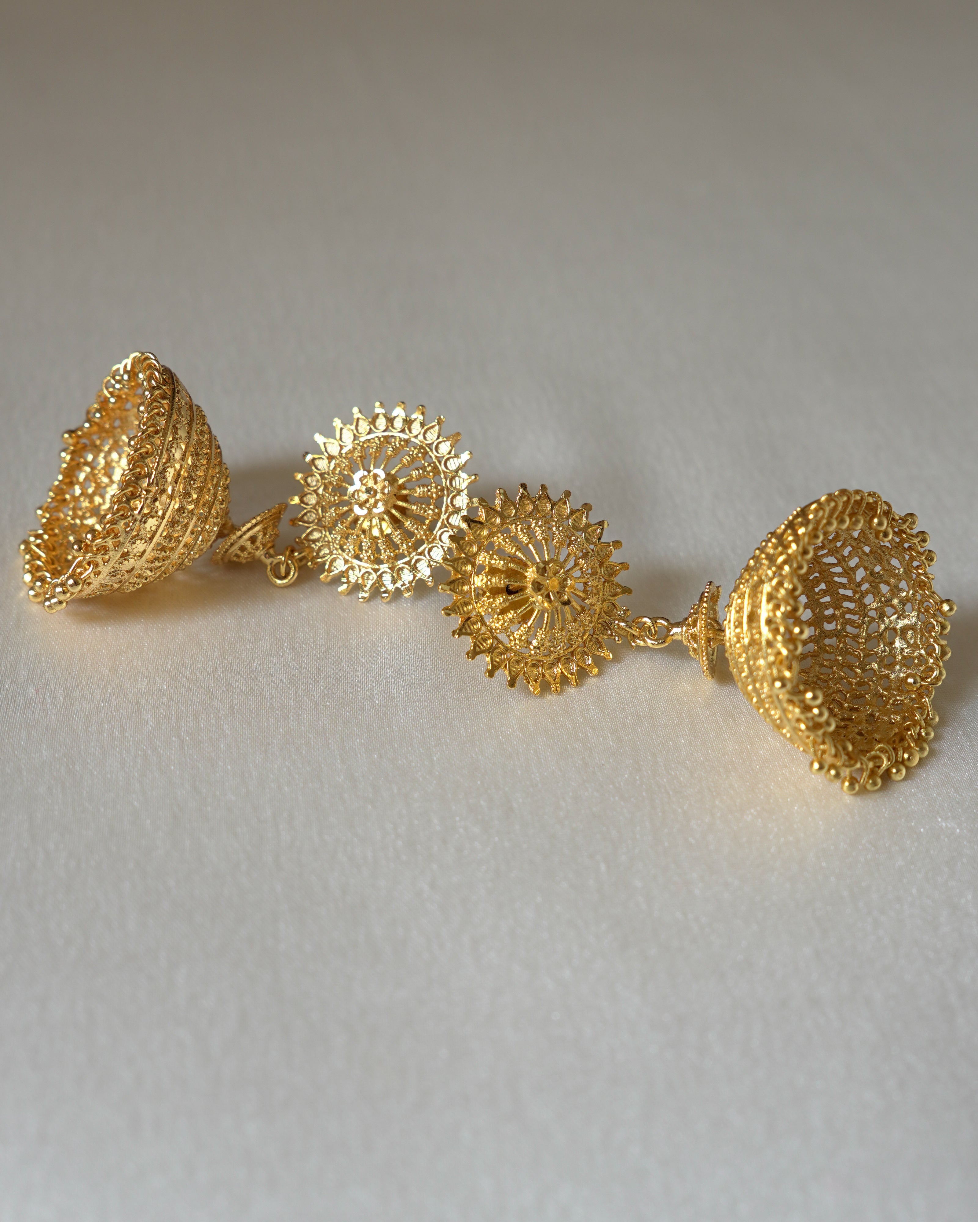 ORO-Dazzling Gold Jhumka Earrings