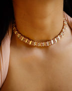 ZIKHIN- Pink Crazy Cocktail Party Necklace & Earrings Set