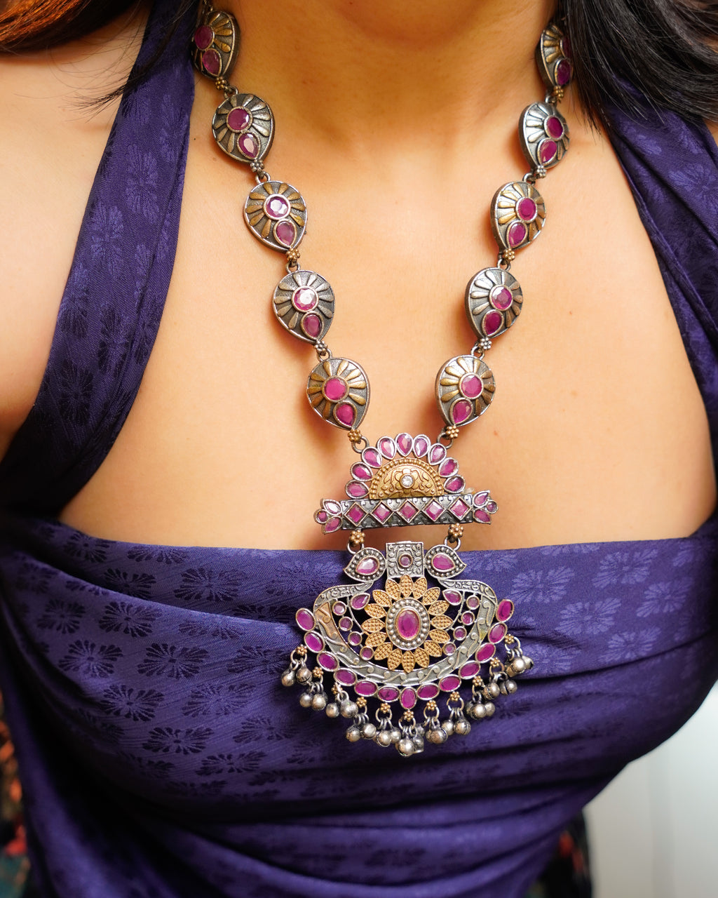 Anassa-Peacock Motif Long Necklace Set