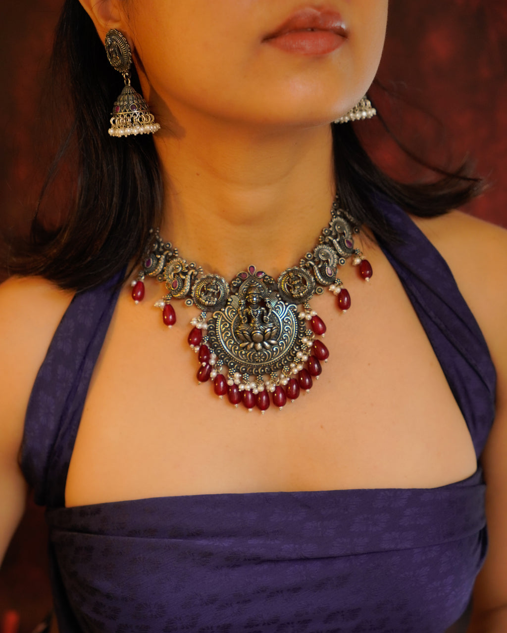 Anassa- Divine Laxmi's Pearl Temple Necklace Set