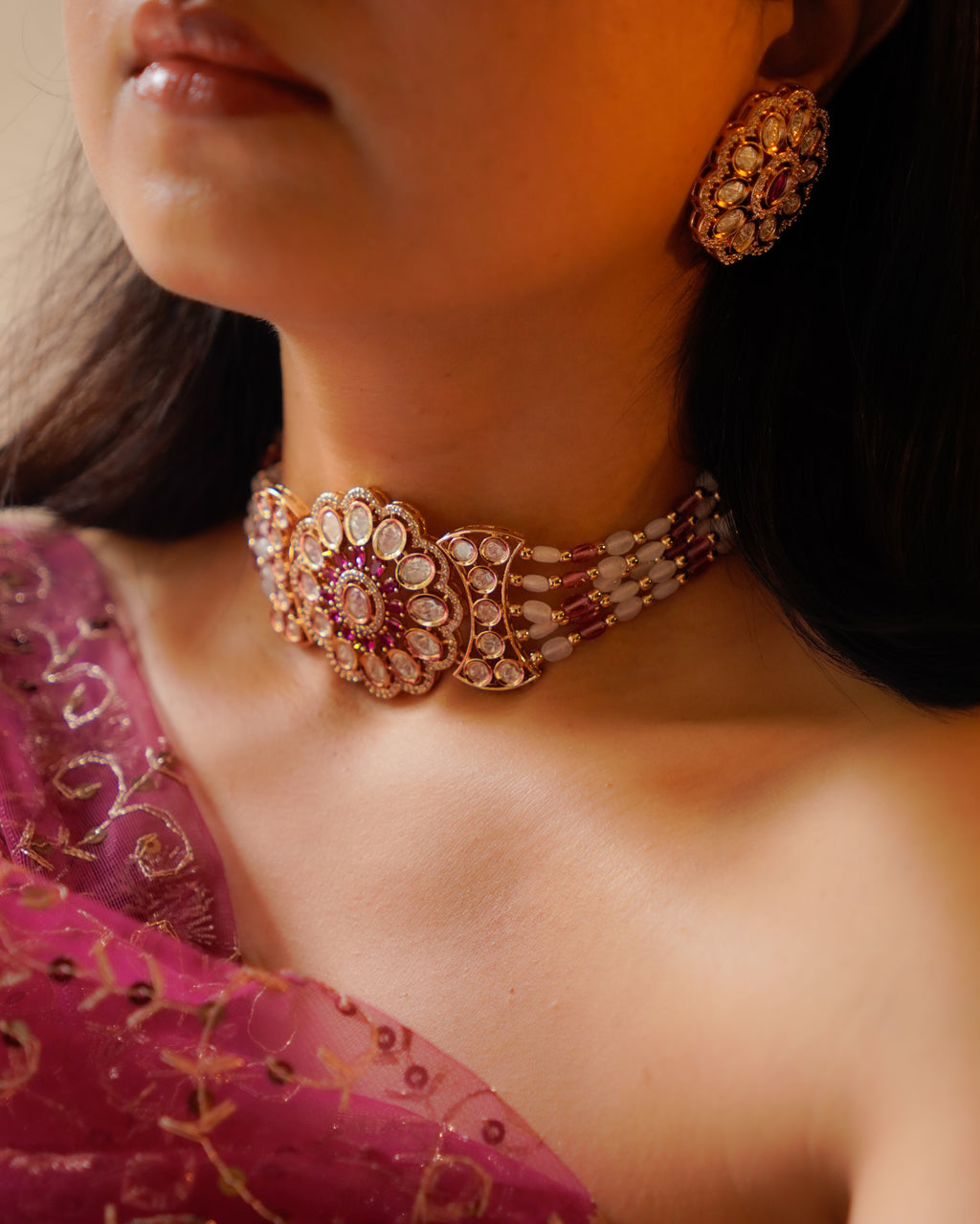 ROOP- Royal Ruby Kundan Choker Set