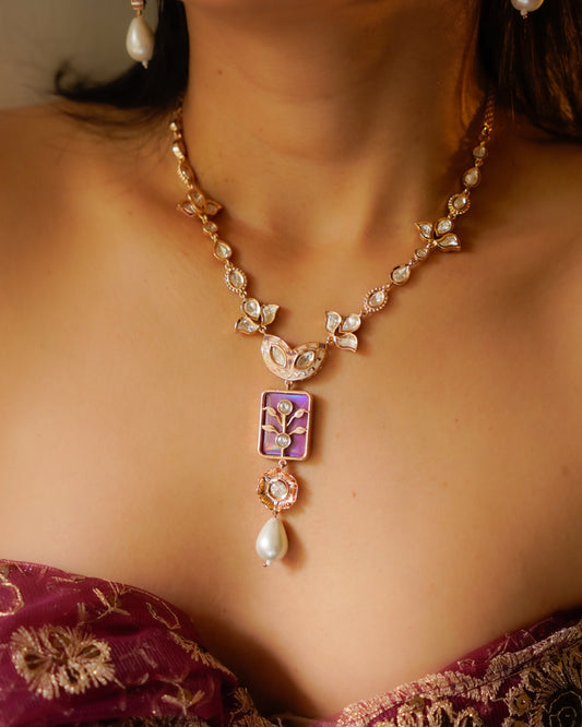 ROOP- Pink Pearl Pendant Necklace Set