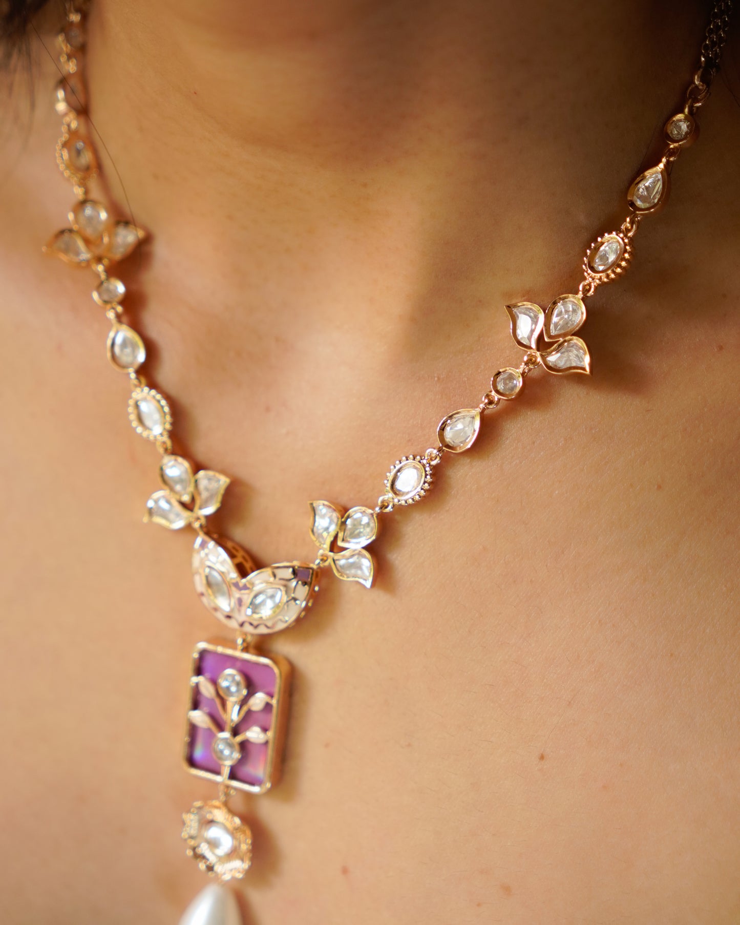 ROOP- Pink Pearl Pendant Necklace Set