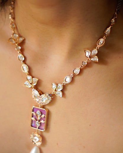 ROOP- Pink Pearl Pendant Necklace Set