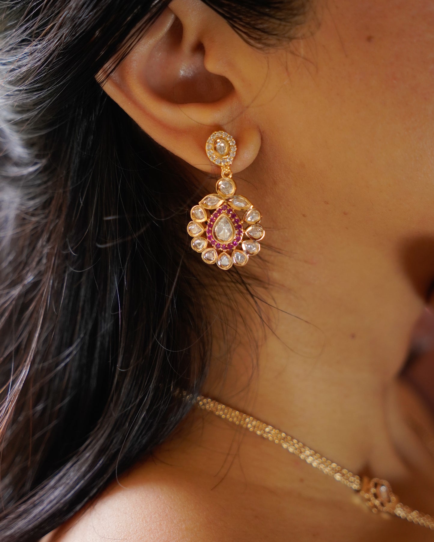 ROOP- Flower Pendant Polki Necklace