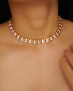 ZIKHIN- Pink Crazy Cocktail Party Necklace & Earrings Set