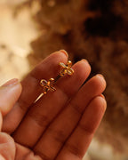 ORO- Gold-Plated Bow Pendant Set with Earrings