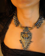 Anassa-Dual Tone Banjara Ghungroo Flower Long Necklace Set