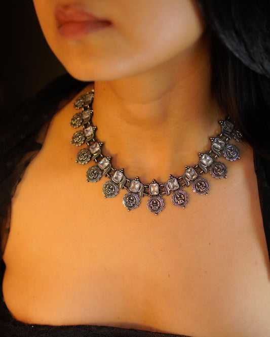 Anassa-Devi Coin Flower Necklace Set