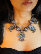 Anassa-Pink Colour Folk Art Necklace Set
