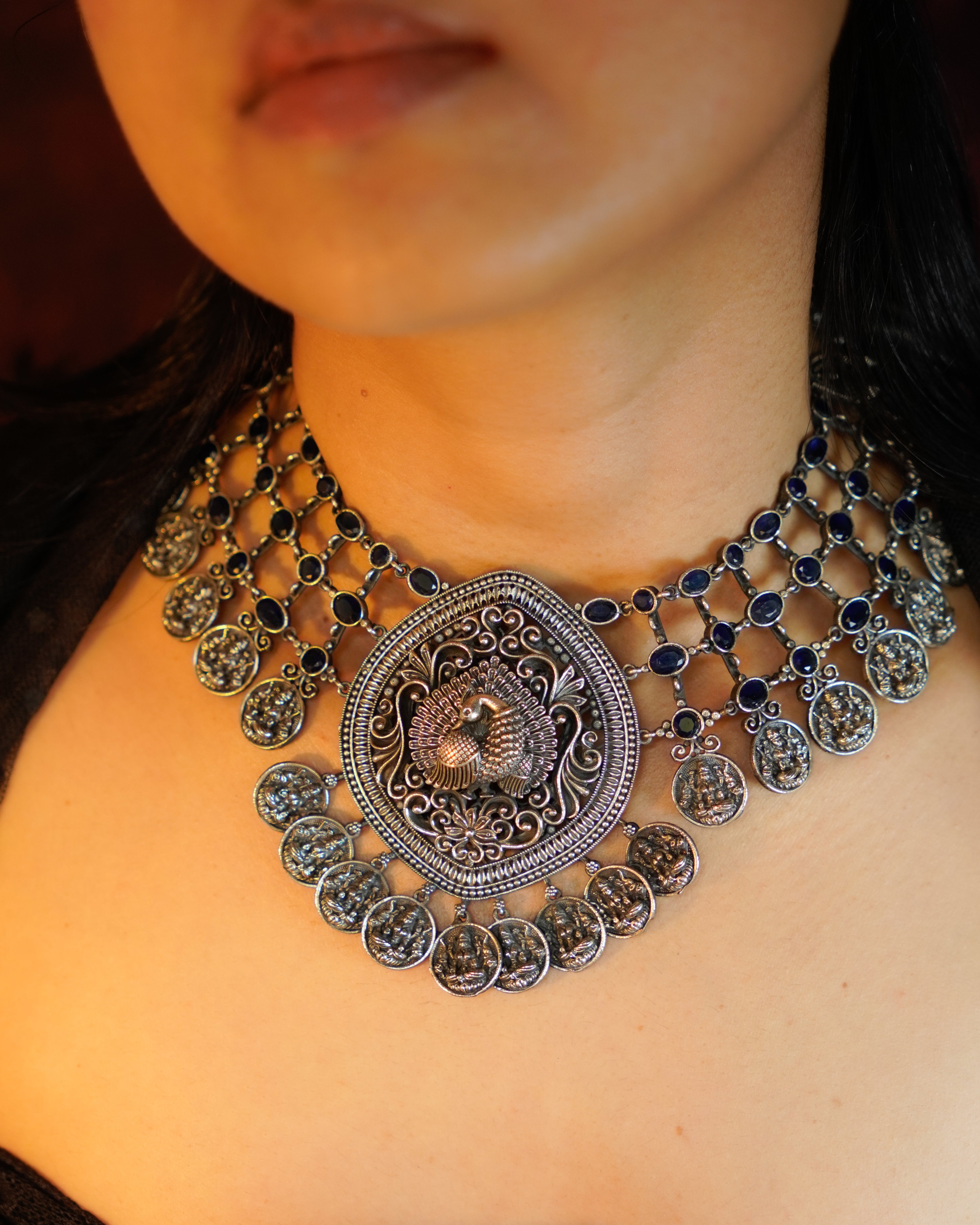 Anassa- Peacock Devi Coin Necklace Set