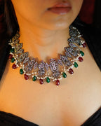 Anassa- Multi stone Peacock floral Necklace Set