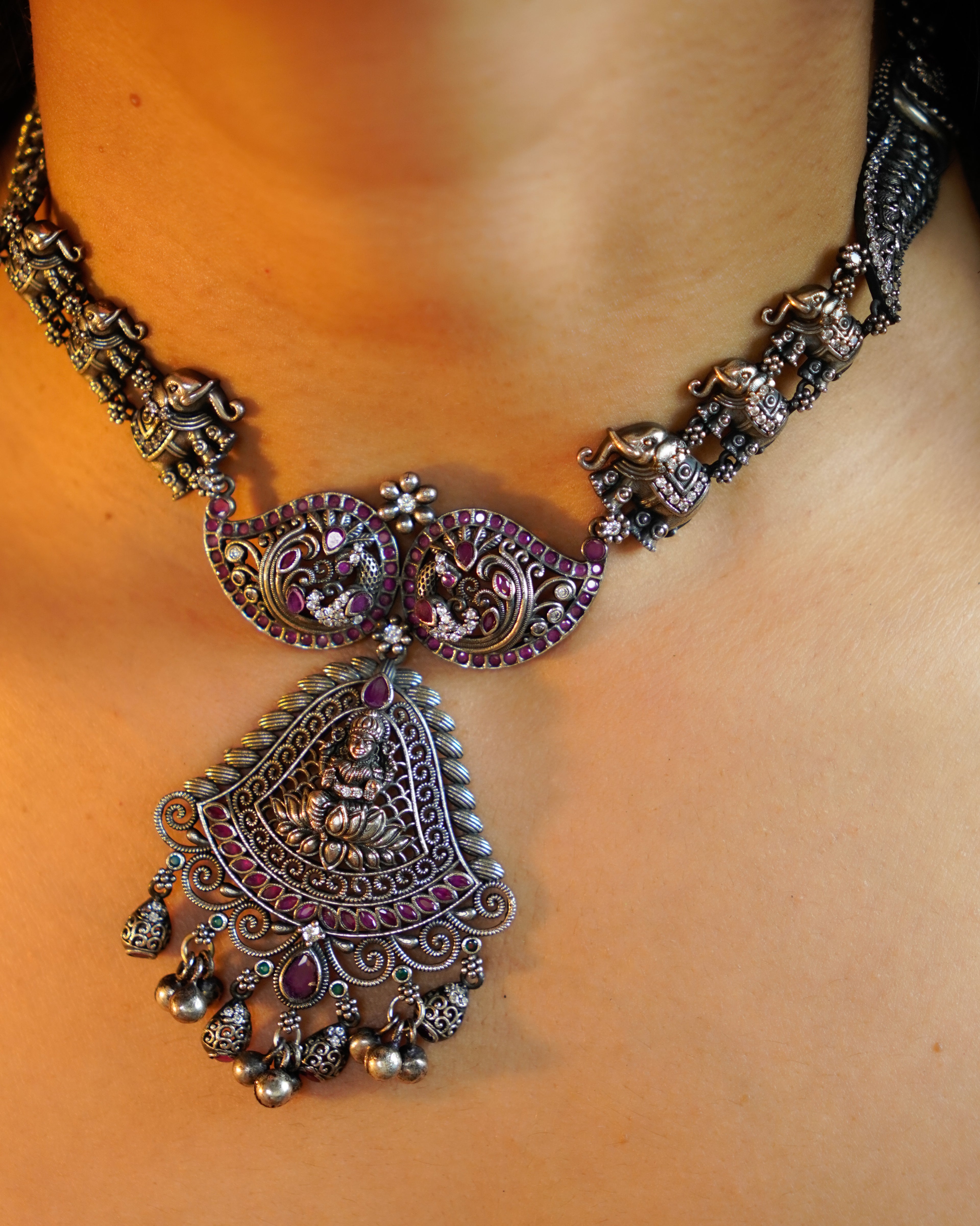 Anassa- Rani colour Lotus Devi Long Necklace Set