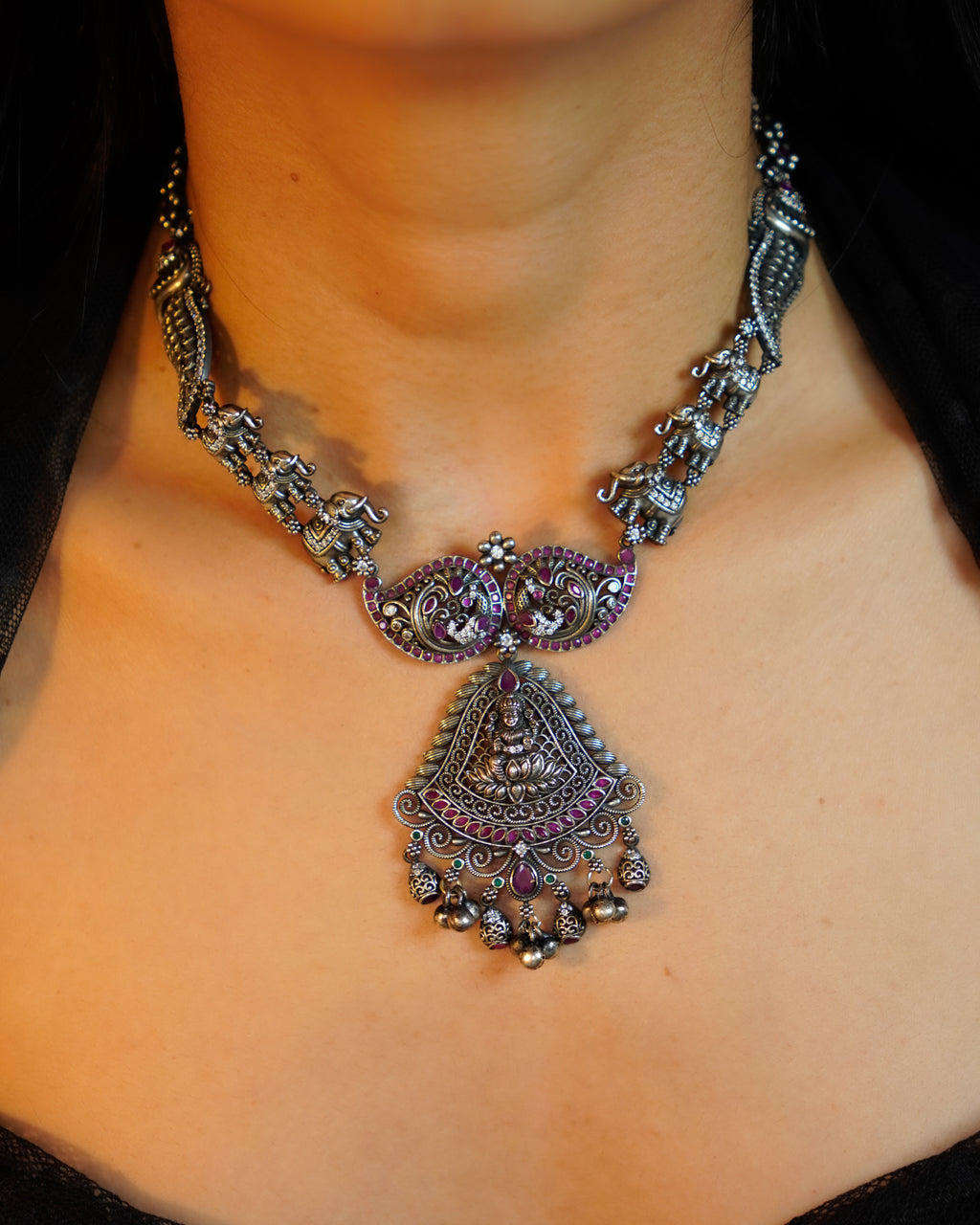 Anassa- Rani colour Lotus Devi Long Necklace Set