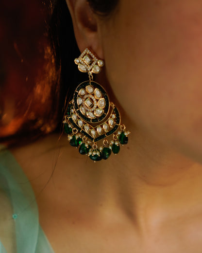 ROOP- Rani Ruby Kundan Chandbaali Earrings