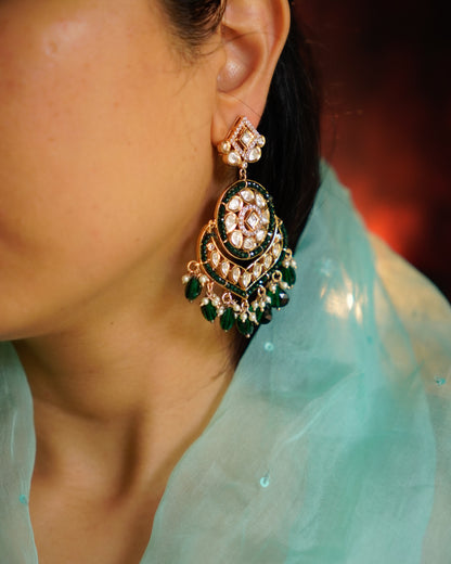 ROOP- Rani Ruby Kundan Chandbaali Earrings