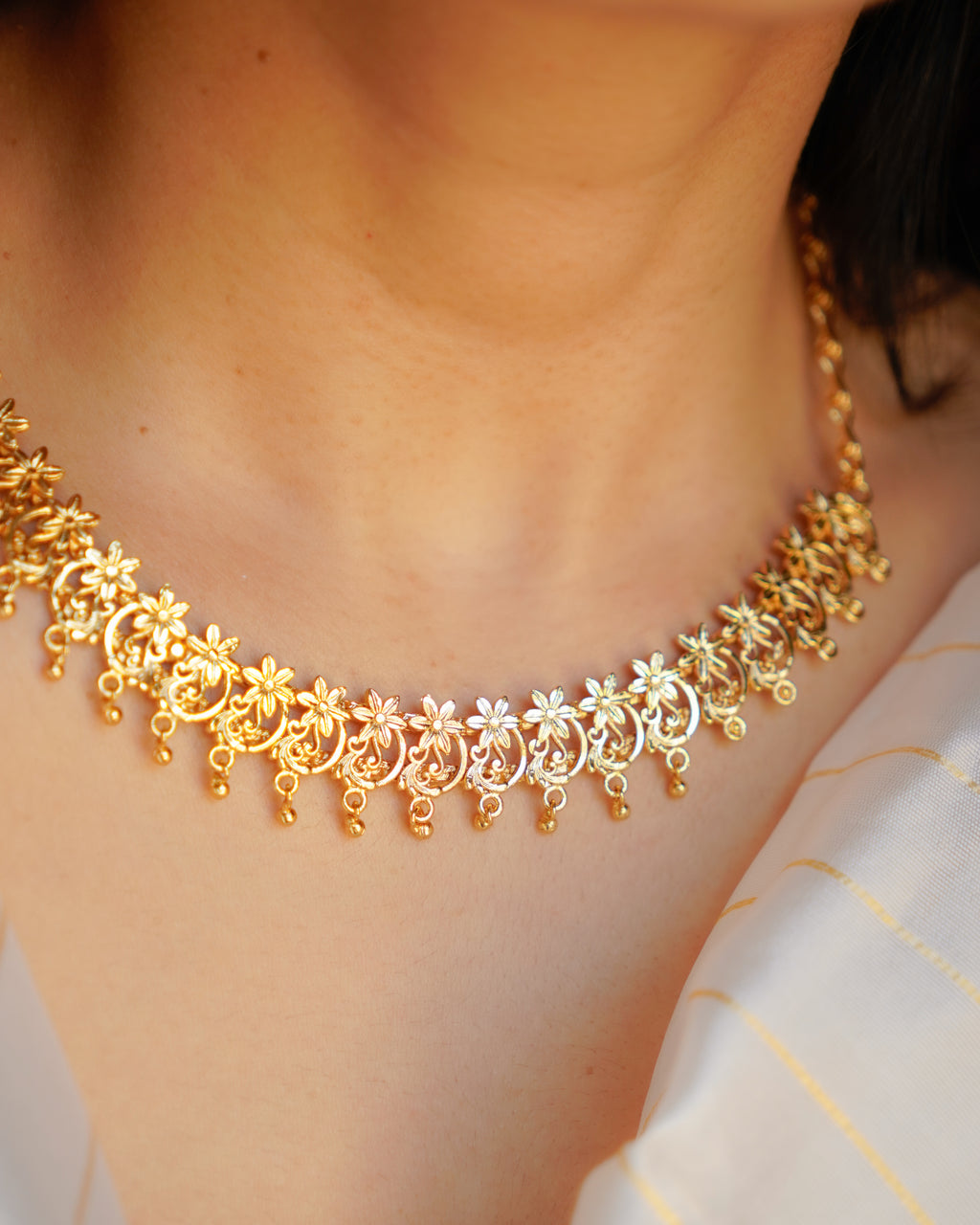 ORO-Gold Necklace with Earrings