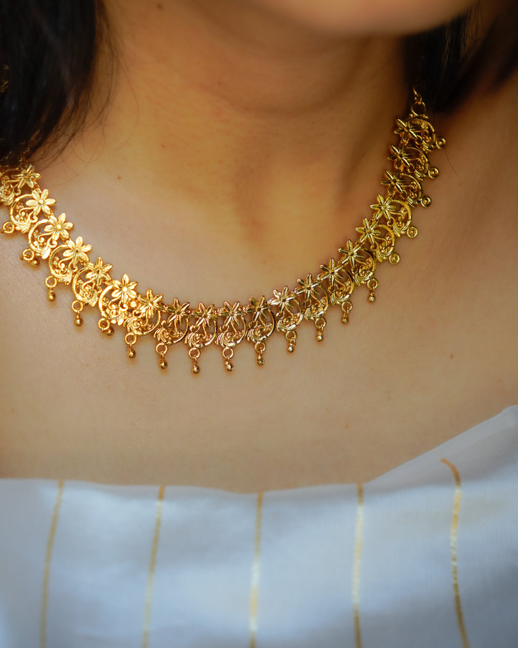 ORO-Gold Necklace with Earrings