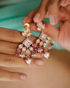 ROOP- Kundan Dangling Earrings with Pearls and Beads
