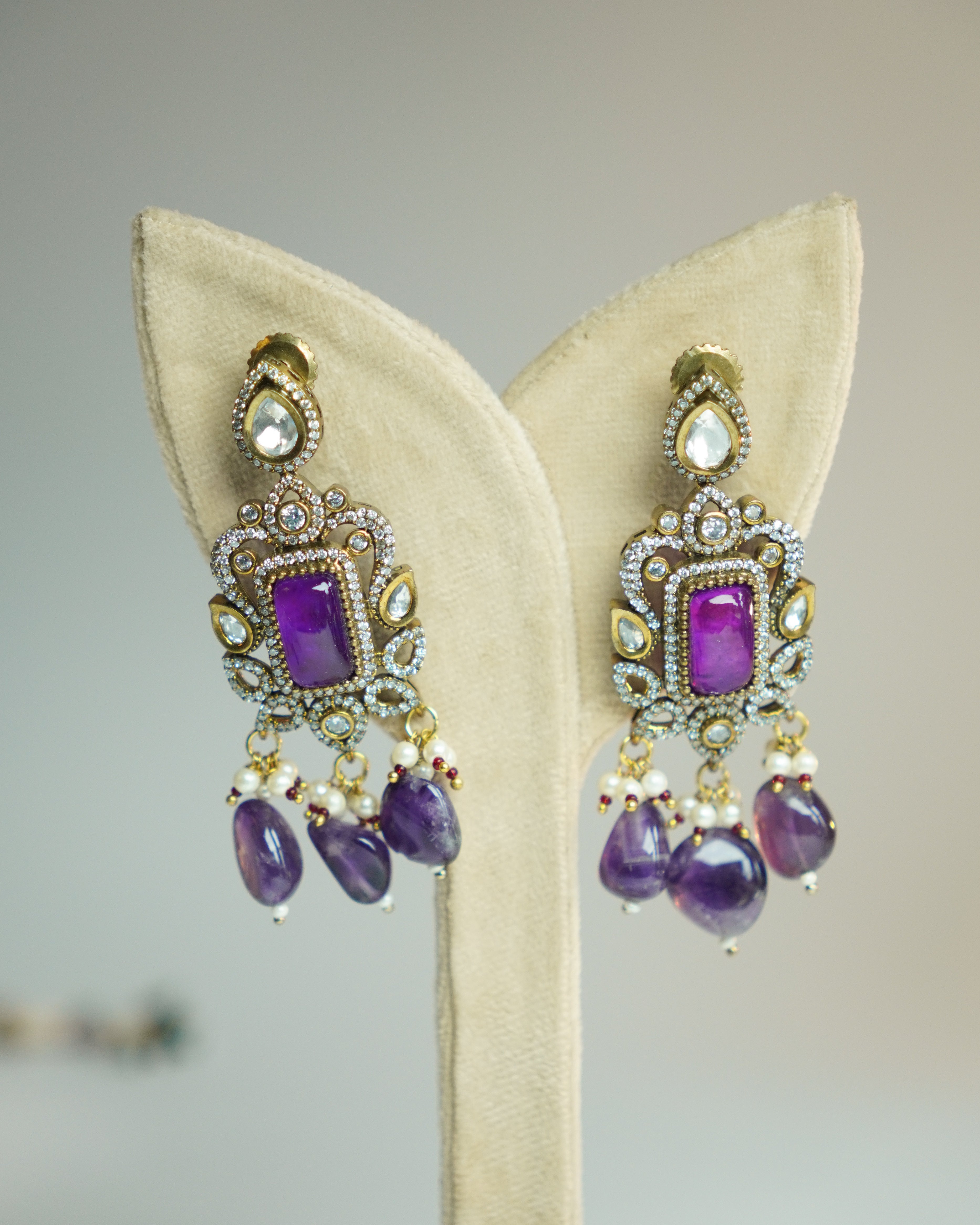 ZIKHIN-Royal Victorian Kundan Stonework Necklace Set
