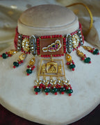 ROOP- Bride and Wedding Palki Stonework Kundan Choker Set