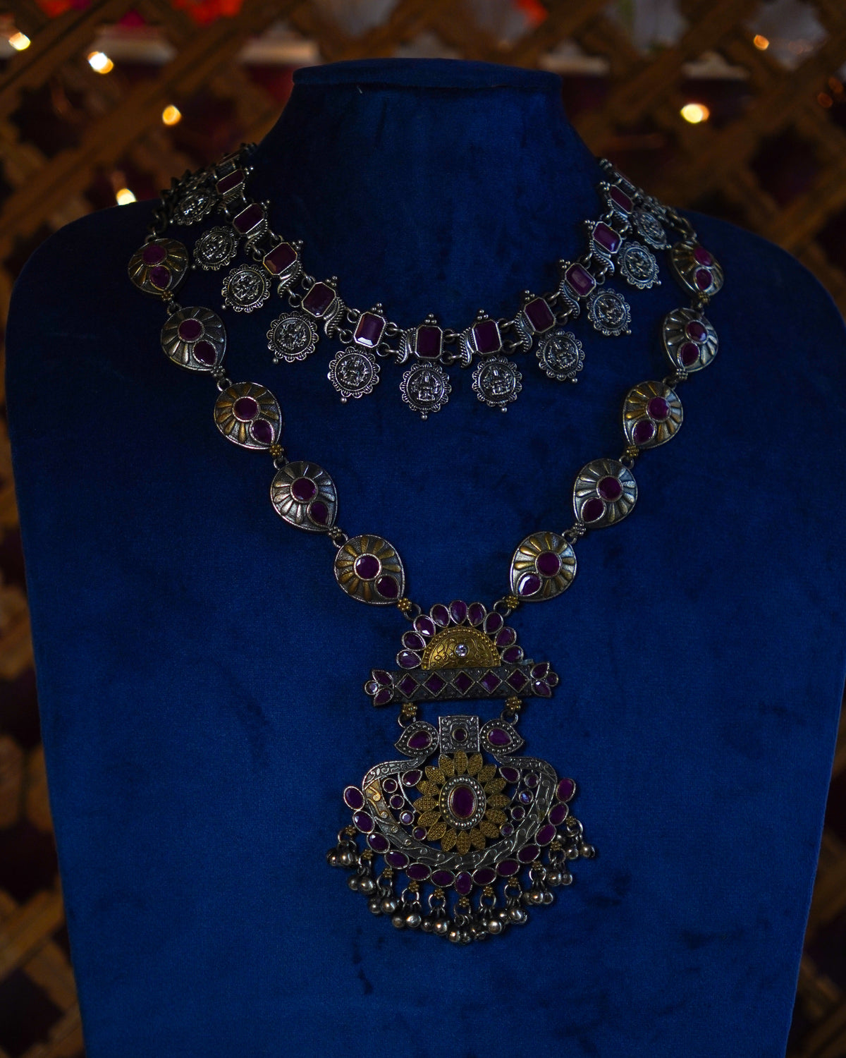 Anassa-Devi Coin Flower Necklace Set