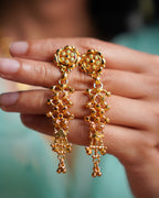 ORO- Flora Heart Motif Gold Plated Necklace & Earrings Set