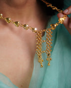 ORO- Flora Heart Motif Gold Plated Necklace & Earrings Set