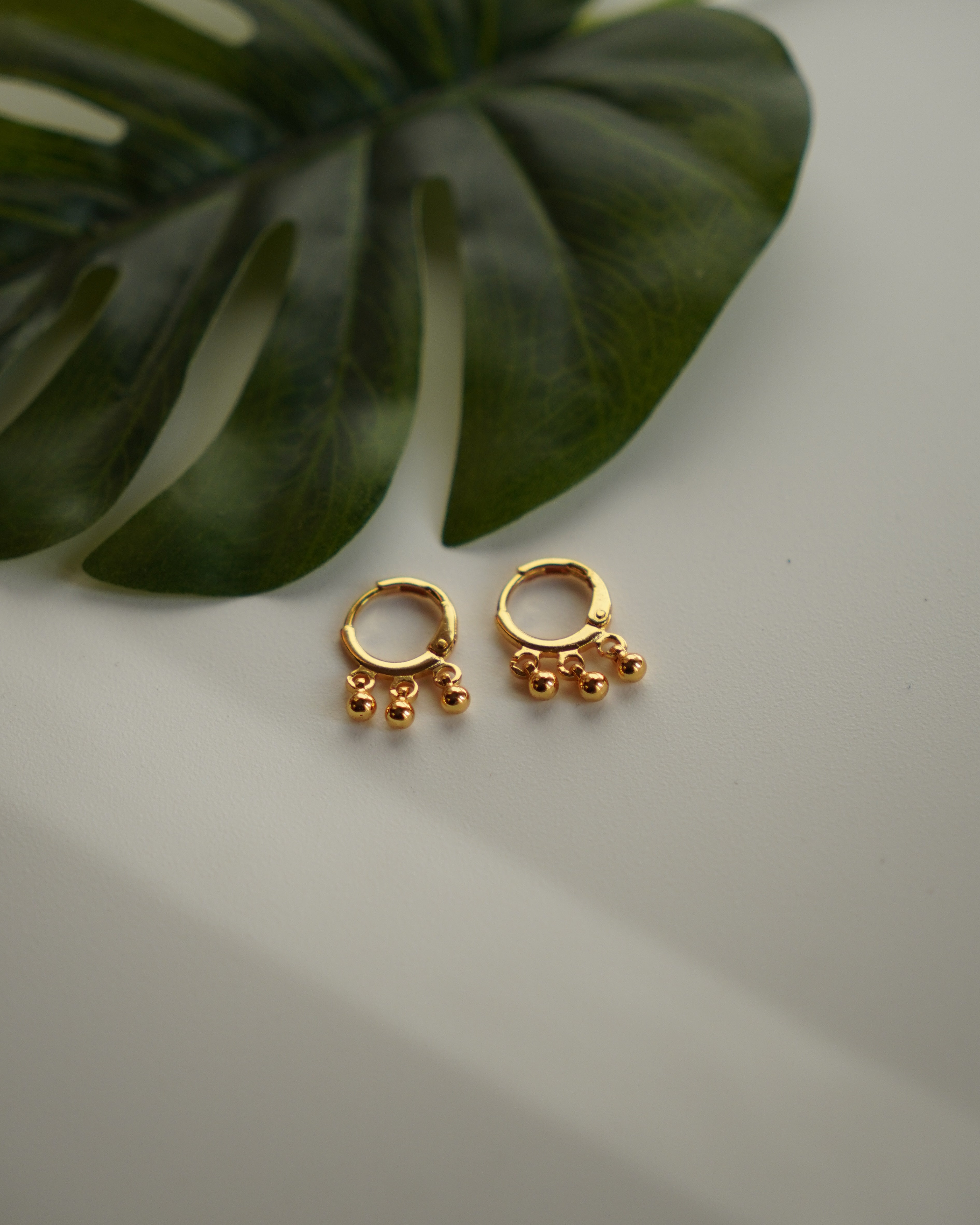 FLORA- Gold Ball Drop Hoop Earrings