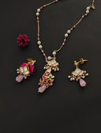 ZIKHIN-Long Multi Colour Jadau Kundan Necklace Set