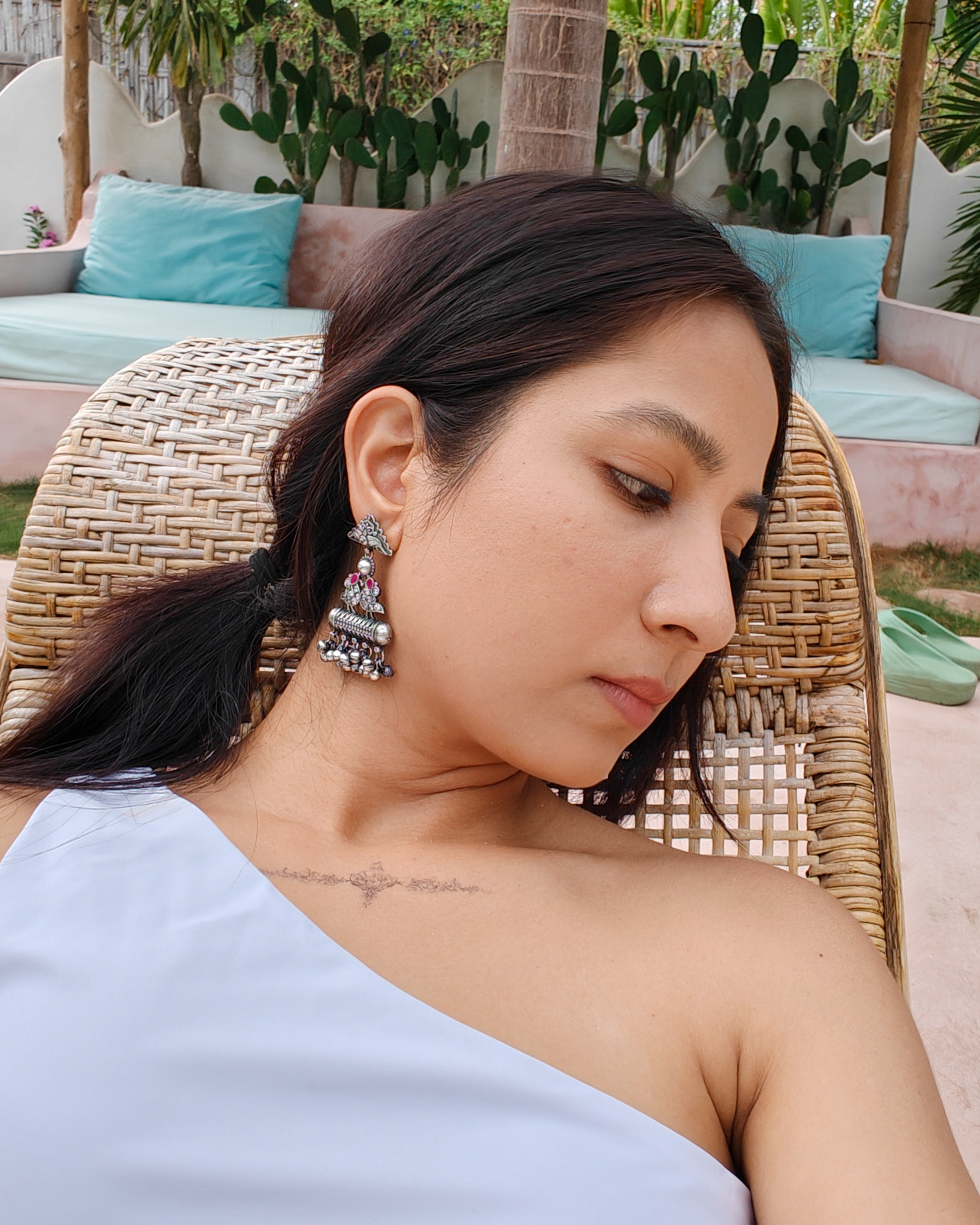 Anassa-Bird Motif Stone Earrings