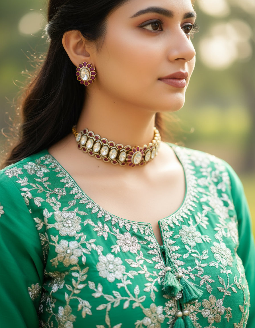 ZIKHIN- Maharani Splendor Elegant Choker Set