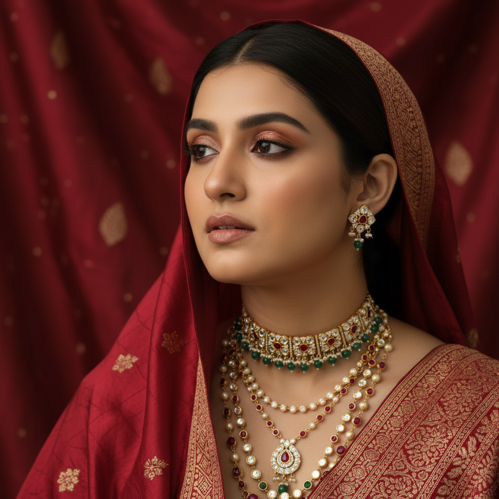 ROOP- Royal Heirloom Kundan Choker Set – Ruby & Emerald Edition