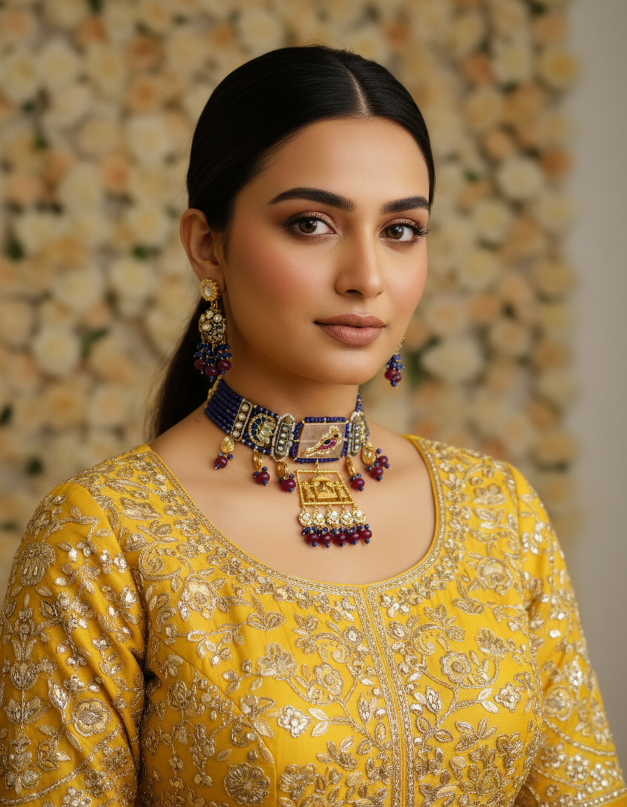 ROOP- Bride and Wedding Palki Stonework Kundan Choker Set