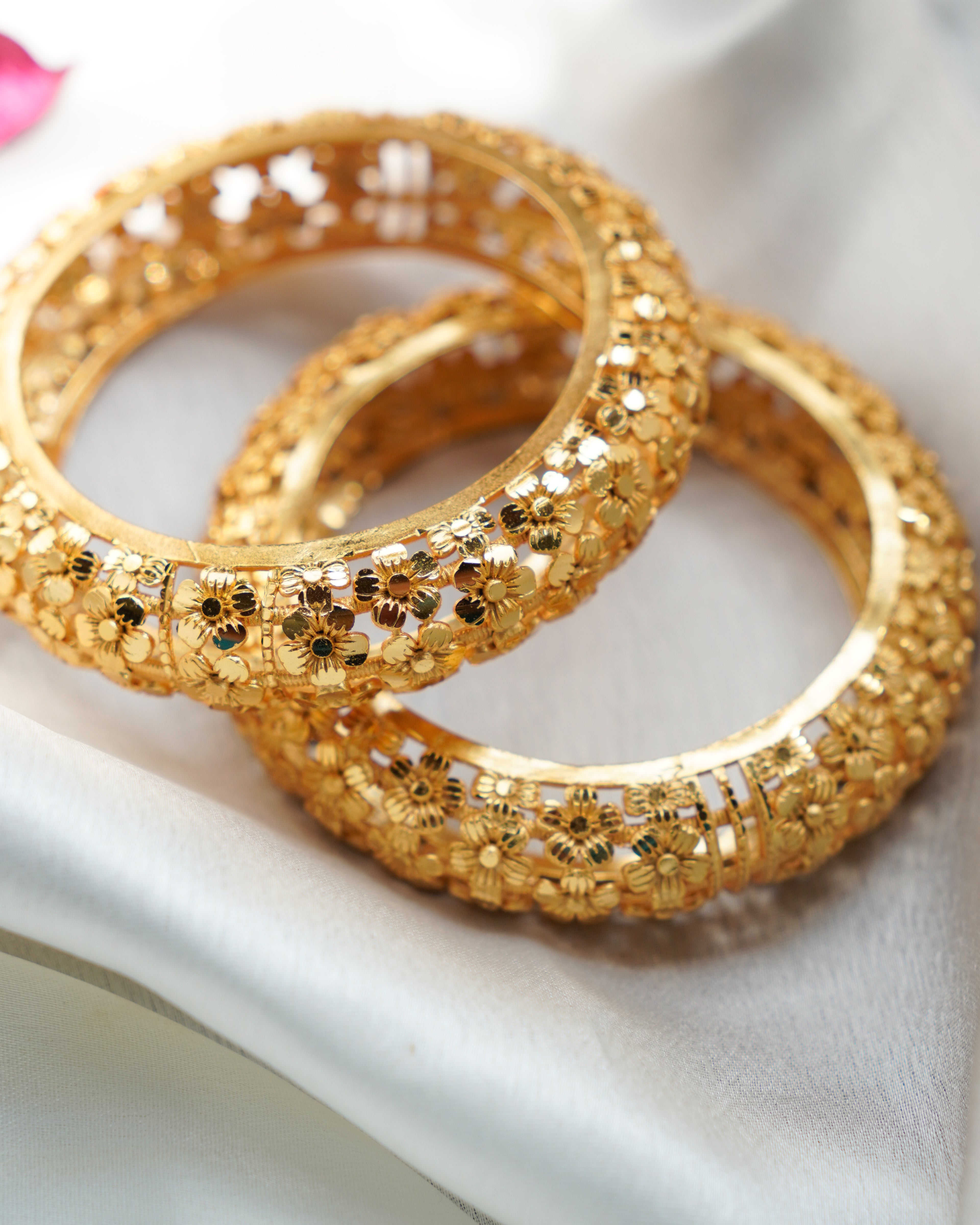 ORO- Floral Gold Bangles-Intricate Everyday Luxe