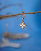 FLORA- Anti-Tarnish Gold Finish AD Clover Pendant Necklace with Mother of Pearl Shell
