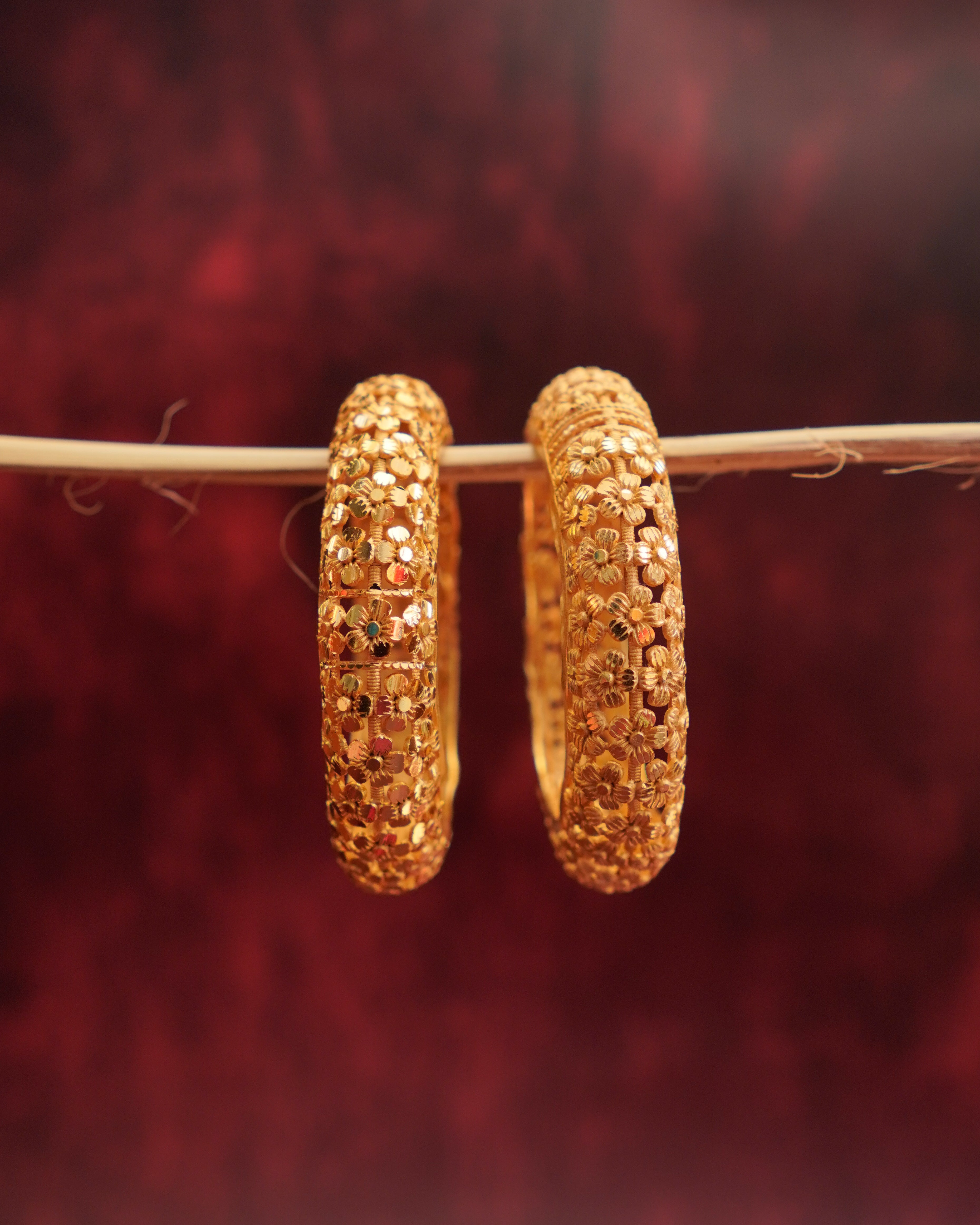 ORO- Floral Gold Bangles-Intricate Everyday Luxe