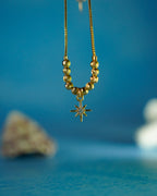 FLORA-Anti-Tarnish Gold Finish Star Charm Pendant Necklace | Minimal Beaded Chain