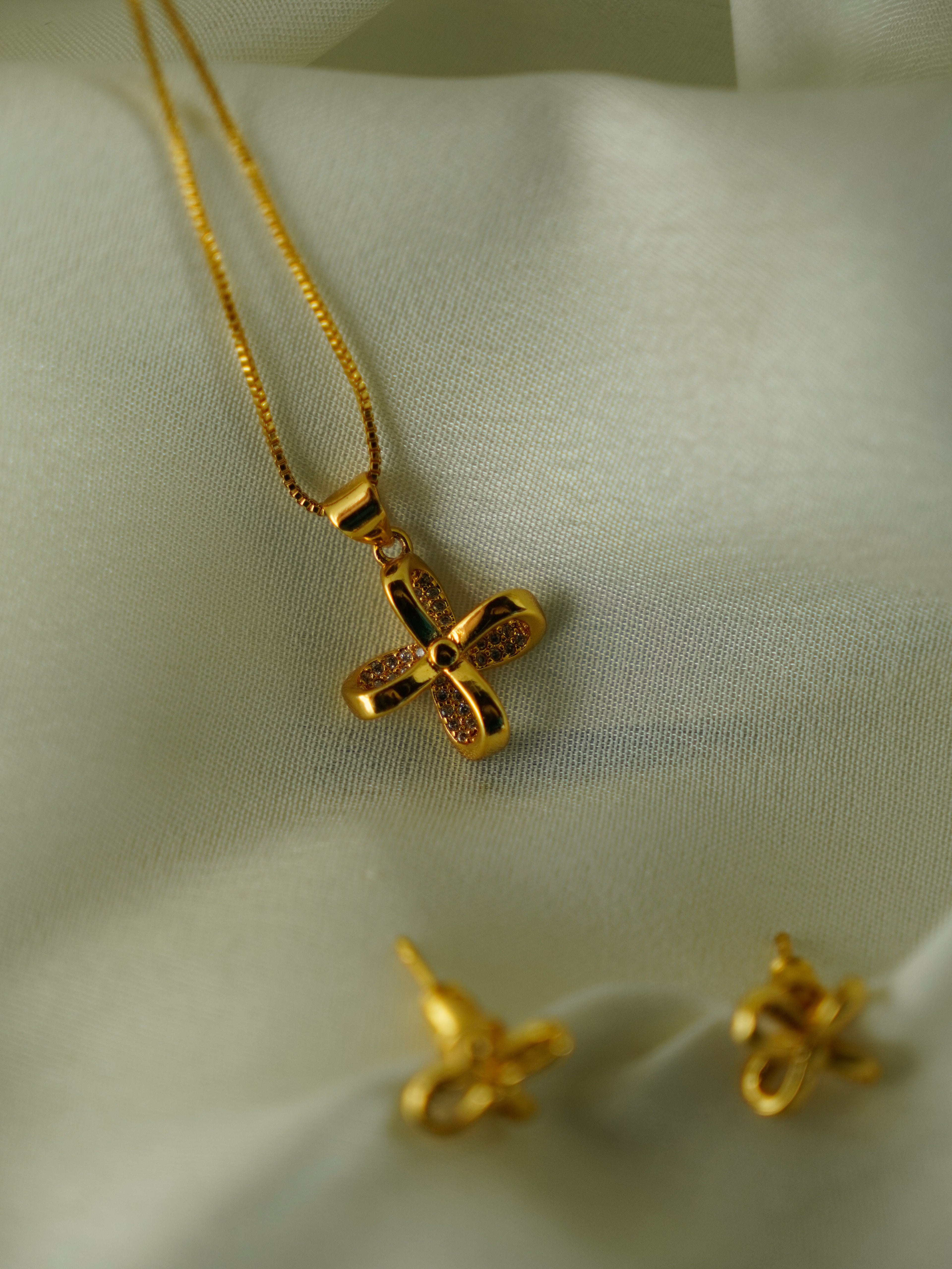 FLORA-  Bow Pendant Set with Earrings