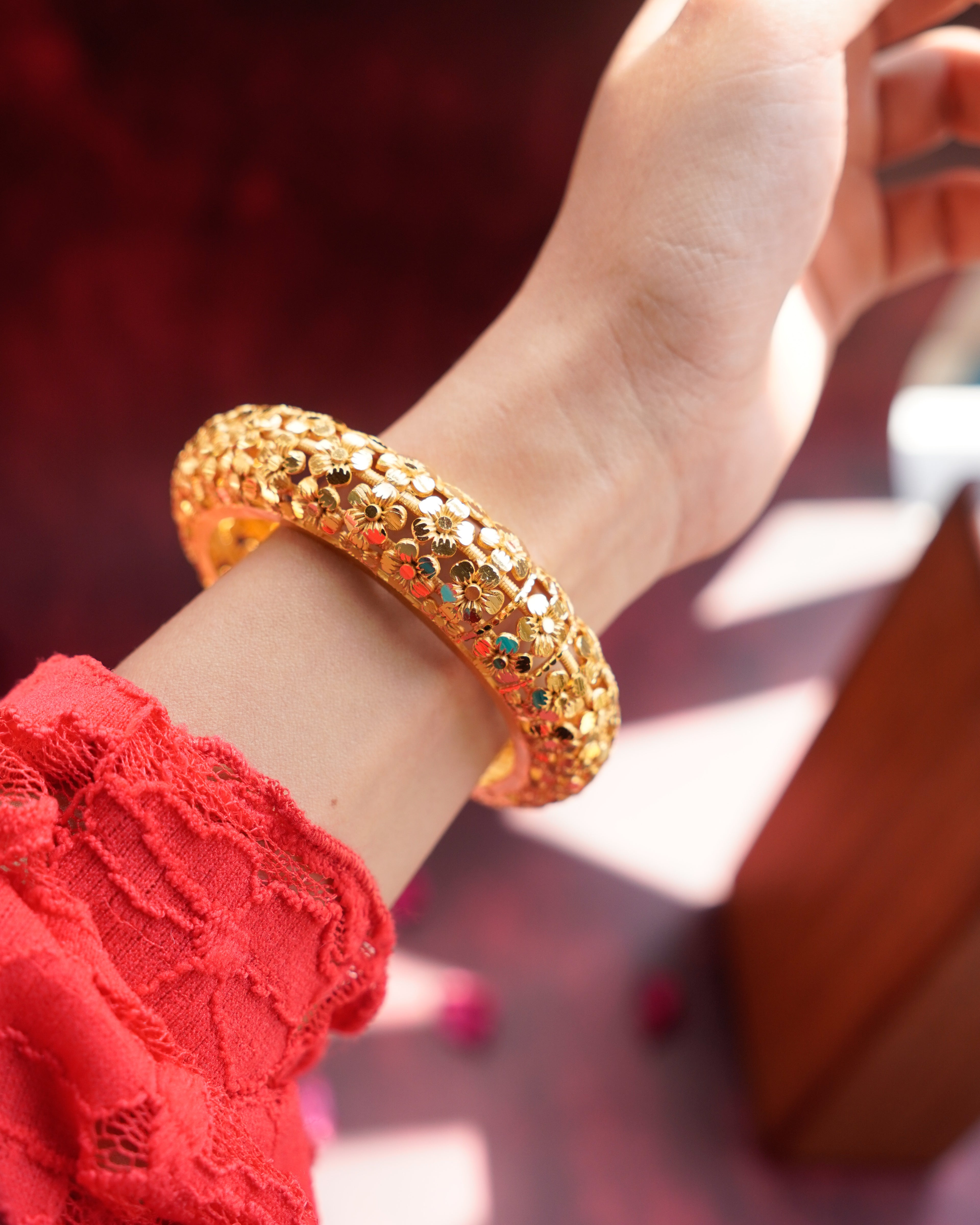 ORO- Floral Gold Bangles-Intricate Everyday Luxe