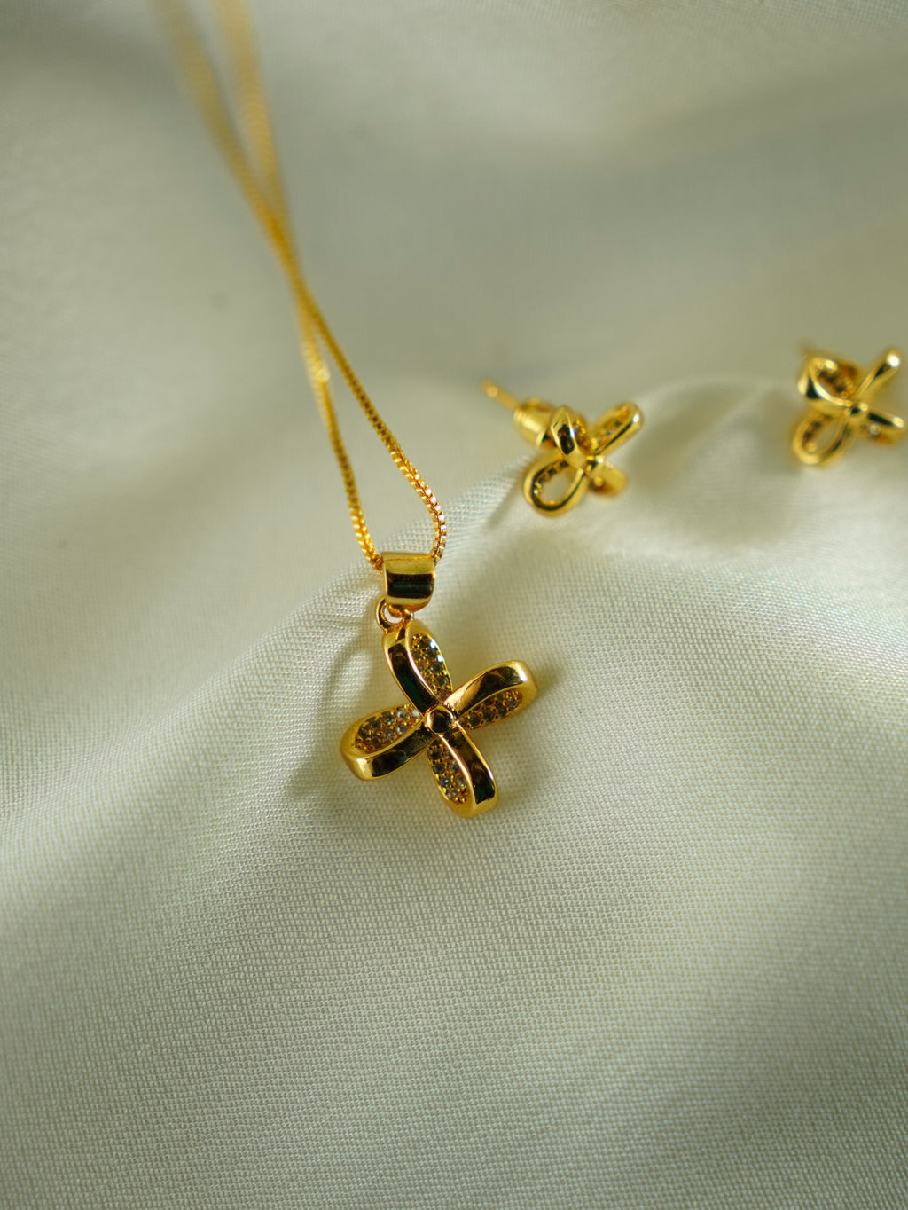 FLORA-  Bow Pendant Set with Earrings