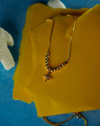 FLORA-Anti-Tarnish Gold Finish Star Charm Pendant Necklace | Minimal Beaded Chain